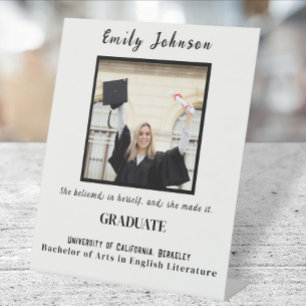 Graduation gift for Her, Graduation Photo Frame Pedestal Sign