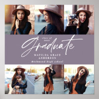 Graduation gift multi photo modern elegant purple