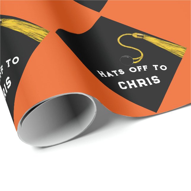 Graduation Gift Orange Wrapping Paper (Roll Corner)