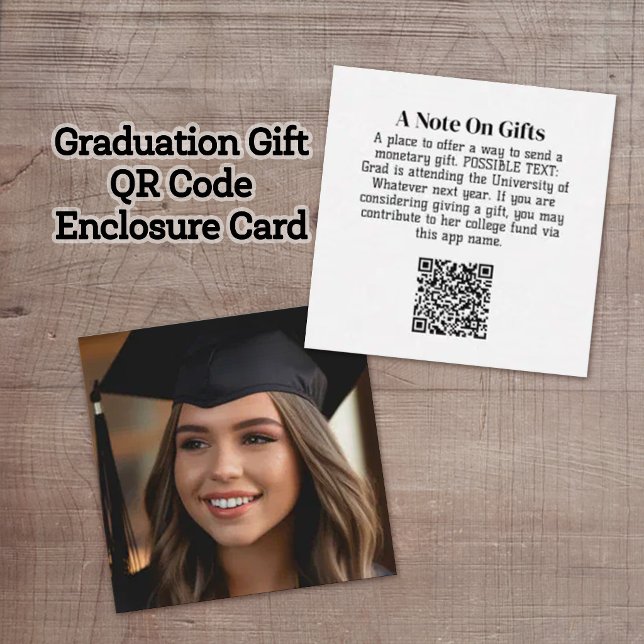 Graduation Gift QR Code with Photo on Front Enclosure Card (Graduation Enclosure Card with QR code and photo)
