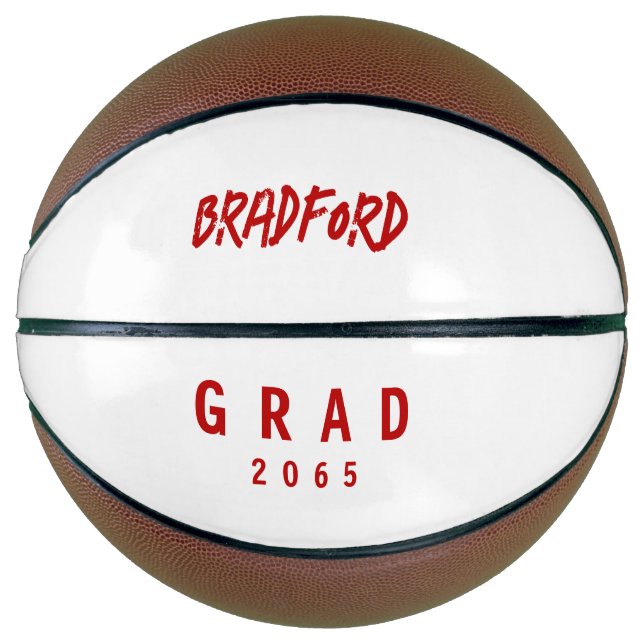 Graduation Gift Red Text Basketball (Front)