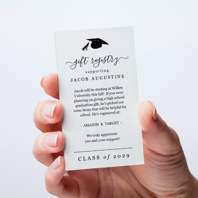 Graduation Gift Registry Card Insert (Creator Uploaded)