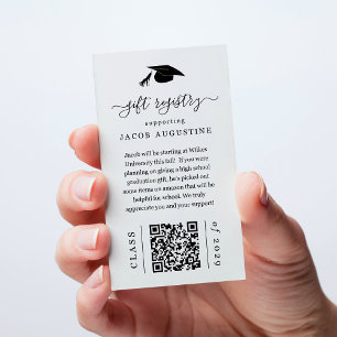 Graduation Gift Registry Card with QR Code Insert