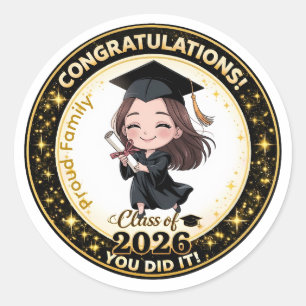 Graduation Girl Class of 2026 Sticker 