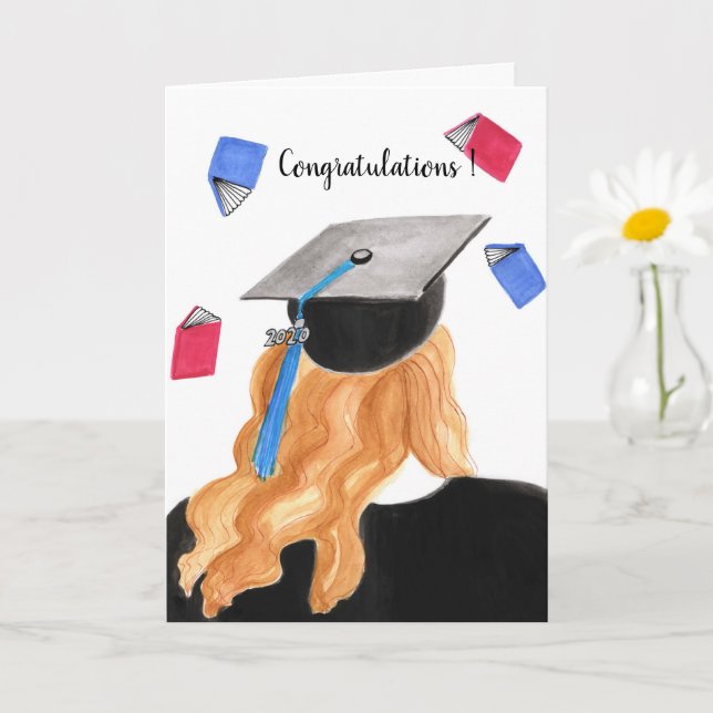 Graduation Girl Congratulations Card (Small Plant)