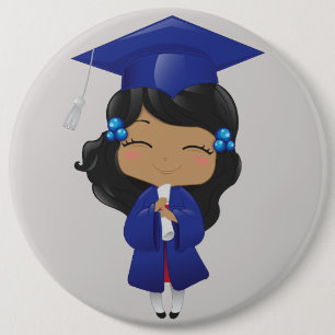 Graduation Girl in Blue 6 Cm Round Badge