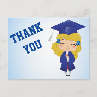 Graduation Girl in Blue Announcement Postcard