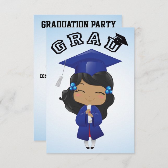 Graduation Girl in Blue Invitation (Front/Back)