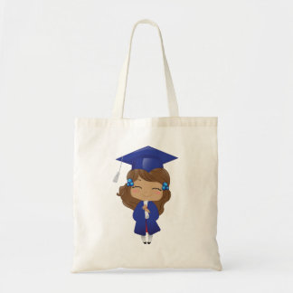 Graduation girl in blue tote bag