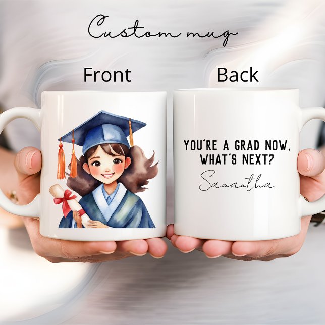 Graduation girl mug, Grad gift, Personalised name Mug (graduation mug, grad gift, personalized mug, custom name mug, graduate mug, watercolor mug, student)