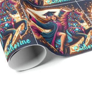 Graduation Girl On Fancy Horse Custom Wrapping Paper