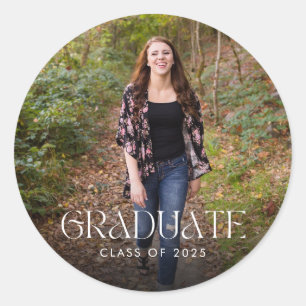 Graduation Girl Photo Graduation Party Favour Classic Round Sticker