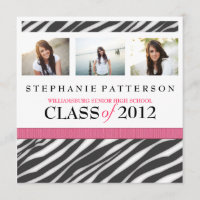 Graduation Glamour Girl Zebra Print with Hot Pink