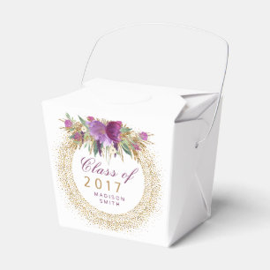 Graduation Glitter Watercolor Flower Gold Confetti Favour Box