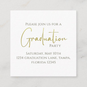 Graduation Gold Calligraphy QR Code Social Media Enclosure Card