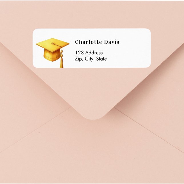 Graduation gold cap return address  label (Creator Uploaded)