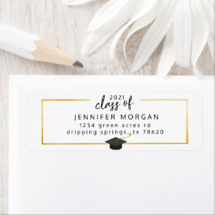 Graduation Gold Faux Foil Elegant Return Address Label