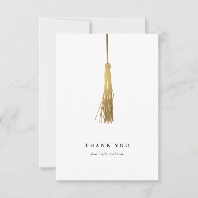 Graduation Gold Foil Tassel Custom Thank You Card (Front)