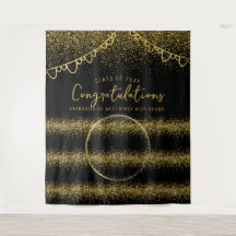 Graduation Gold Glitter Celebration Photo Backdrop