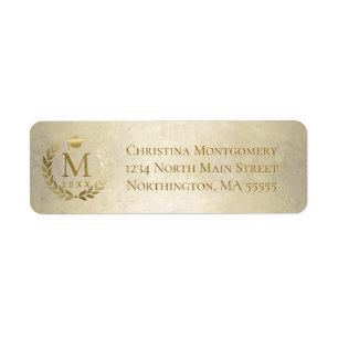 Graduation Gold Laurel Wreath Return Address Label