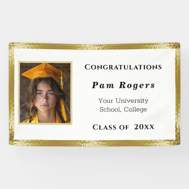 Graduation Gold Satin Elegant Banner (Horizontal)