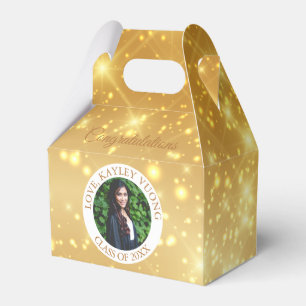 Graduation Gold Sparkle Custom Senior Photo Party Favour Box