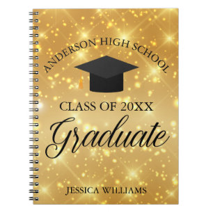 Graduation Gold Sparkle Elegant Personalised 2026 Notebook