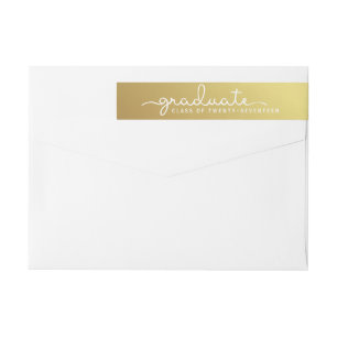 Graduation Gold   White Hand Lettered Script Wrap Wrap Around Label
