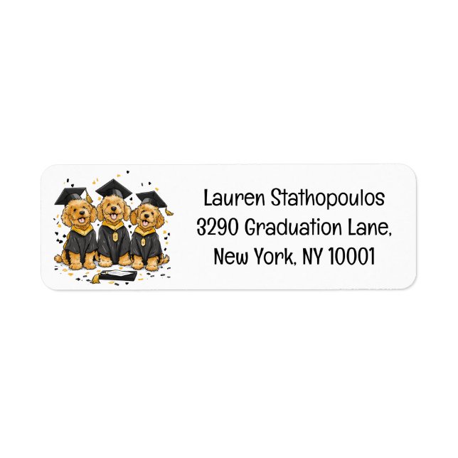 Graduation Goldendoodle Dogs Return Address Label (Front)