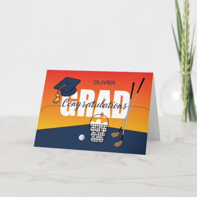 Graduation Golf Athlete Congratulations Grad Cap Card (Front)