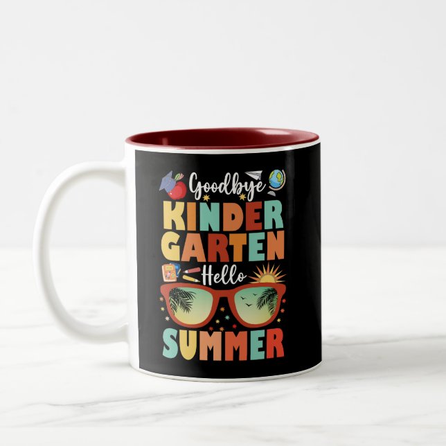 Graduation Goodbye Kindergarten Hello Summer Two-Tone Coffee Mug (Left)