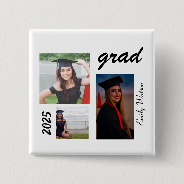 Graduation Grad 2025 personalized  15 Cm Square Badge (Front)