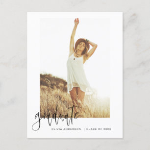 Graduation Grad Announcement Photo Minimalist Post Postcard