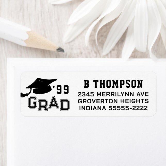 Graduation GRAD Cap Year Custom Return Address Label (Insitu)