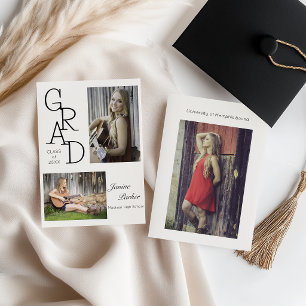 Graduation Grad Class of Add Two Photos Custom Announcement