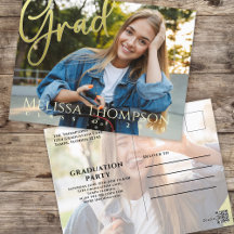 Graduation Grad Gold Calligraphy Simple Two Photo