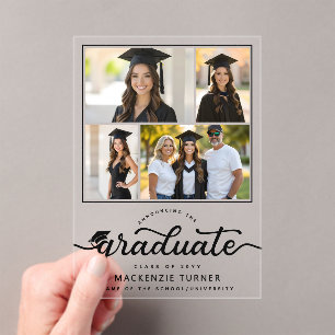 Graduation Grad Photo Collage Acrylic Announcement