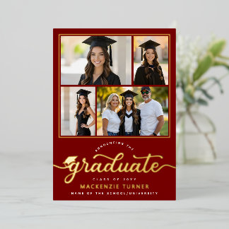 Graduation Grad Photo Collage Foil Announcement