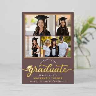 Graduation Grad Photo Collage Foil Announcement