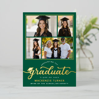 Graduation Grad Photo Collage Foil Announcement