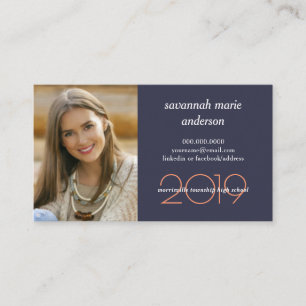 Graduation Grad Photo Student Contact Name Cards