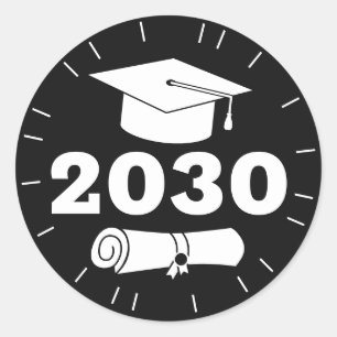 Graduation Grad Year Cap Diploma Classic Black Classic Round Sticker