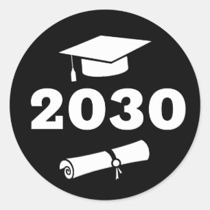 Graduation Grad Year Cap Diploma Classic Black Round Sticker