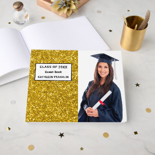 Graduation Graduate Class Glitter Personalize Guest Book