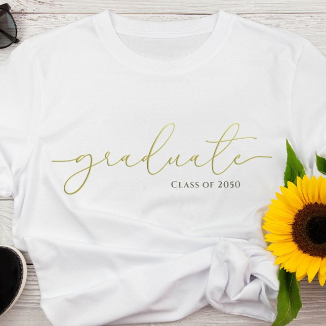 Graduation Graduate Minimalist Calligraphy Custom T-Shirt (Creator Uploaded)