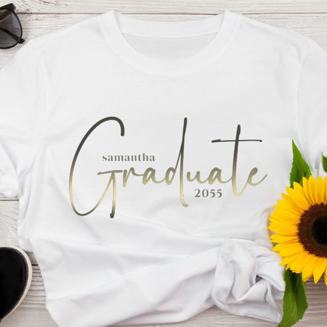 Graduation Graduate Minimalist Calligraphy Custom T-Shirt (Creator Uploaded)
