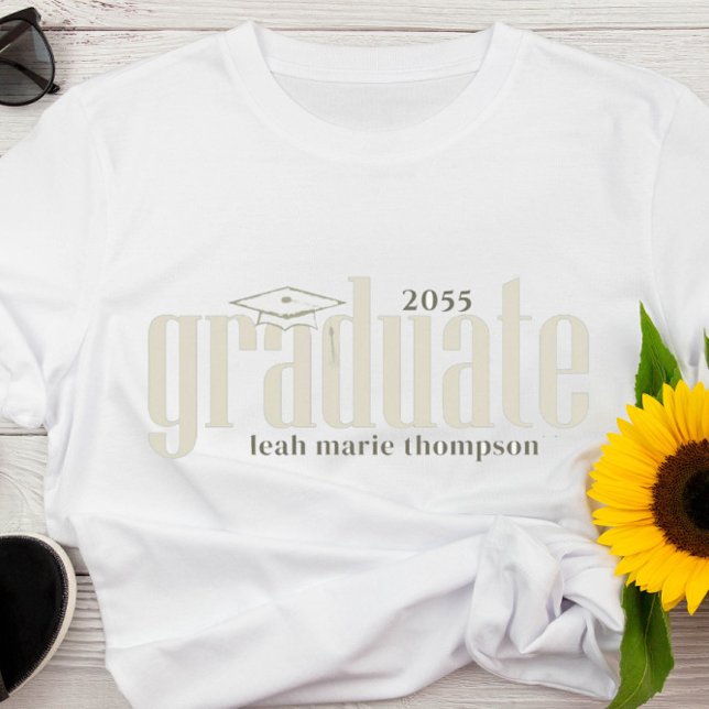 Graduation Graduate Minimalist Typography Custom T-Shirt (Creator Uploaded)