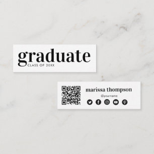 Graduation Graduate QR Code Social Media Mini Business Card