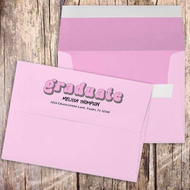 Graduation Graduate Retro Pink Typography Simple Envelope (Creator Uploaded)