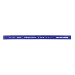 Graduation Graduate's Name Year Navy Blue White Satin Ribbon